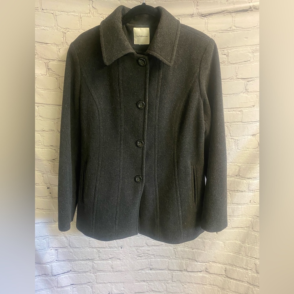 Women’s Croft And Barrow Button Up Wool Blend‎ Coat Charcoal Gray M/L ?